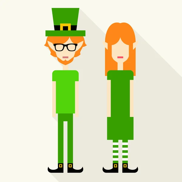 Leprechaun couple for St. Patricks Day. — Stock Vector