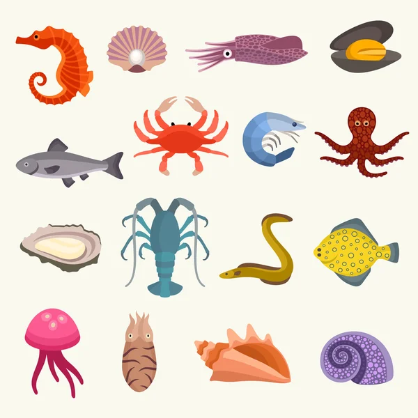 Conjunto de menu de frutos do mar ilustração — Vetor de Stock