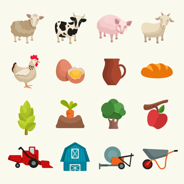 Conjunto de ícones de tema fazenda — Vetor de Stock