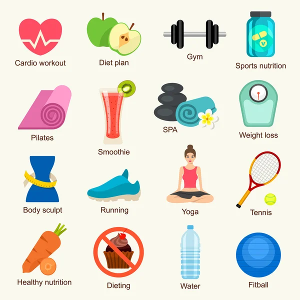 Fitness Icons set — Stok Vektör