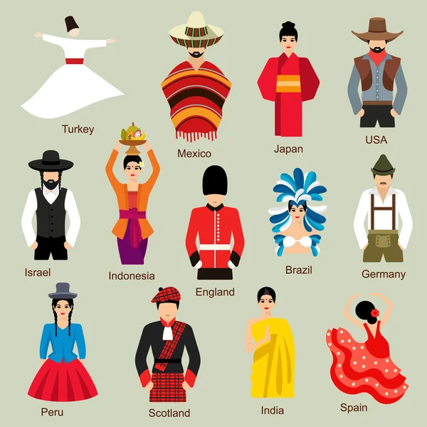 Традиционные костюмы на фоне — стоковый вектор