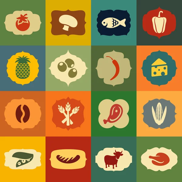 Set van voedselpictogrammen — Stockvector