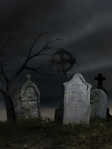 Antigo cemitério escuro — Fotografia de Stock