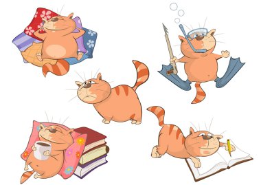 Set of Cute Cartoon Cats clipart