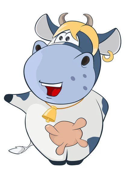 Cartoon Cute Cow - Stok Vektor