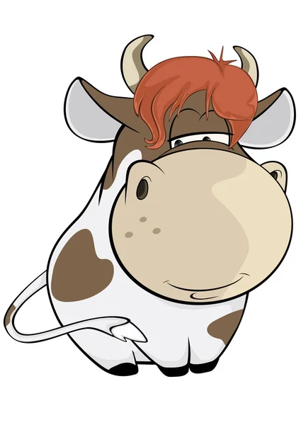 Cartoon Cute Cow - Stok Vektor