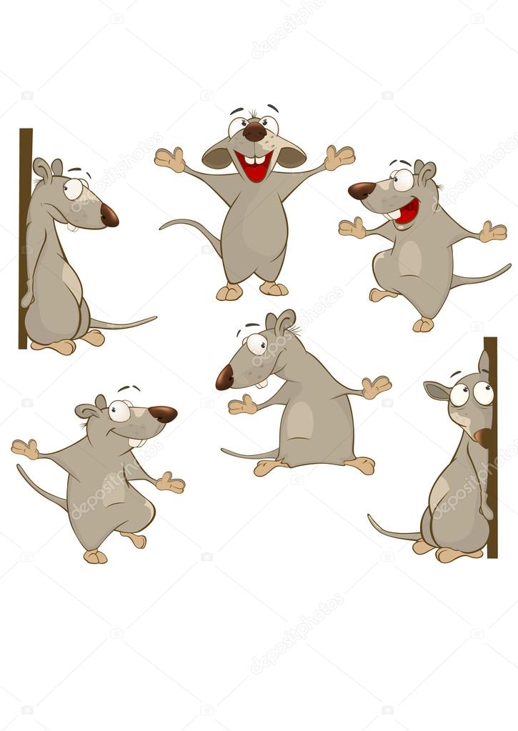 Set of Cute Cartoon Rats