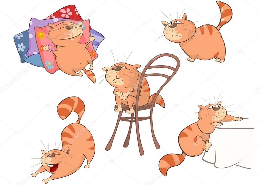 Set of Cute Cartoon Cats