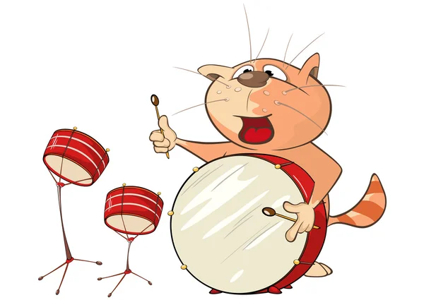 Lindo baterista gato . — Vector de stock