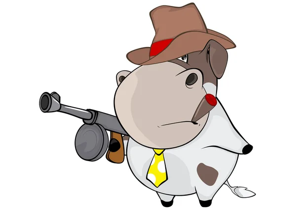 Illustration of a cow gangster. — Stock Vector