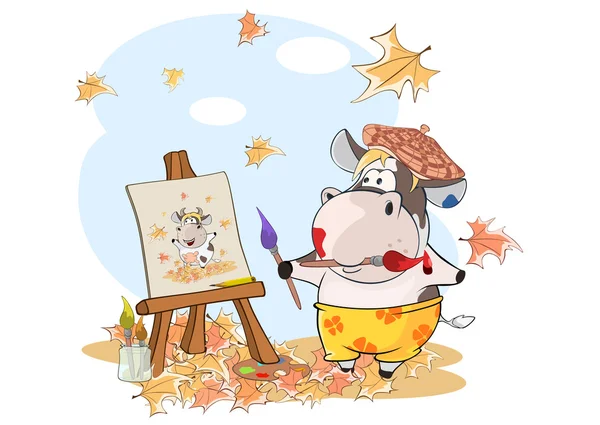 Mignon vache artiste — Image vectorielle