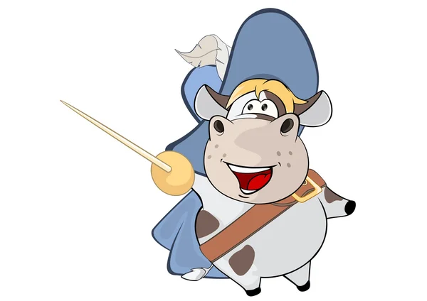 Cute Cow King Musketeer — Stock Vector
