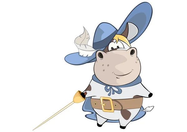 Cute Cow King Musketeer — Stock Vector