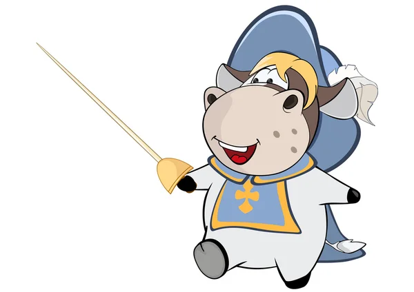 Cute Cow King Musketeer — Stock Vector