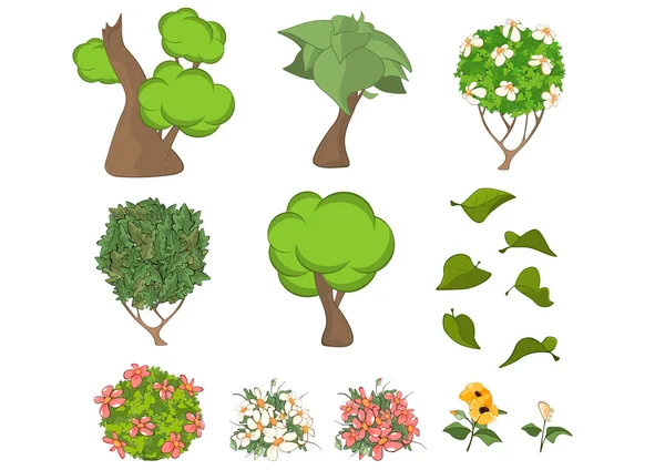 Planten, bloemen en bomen — Stockvector