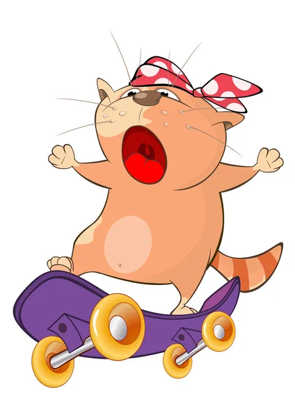 แมวน่ารักสเก็ตบอร์ดเดอร์ — ภาพเวกเตอร์สต็อก
