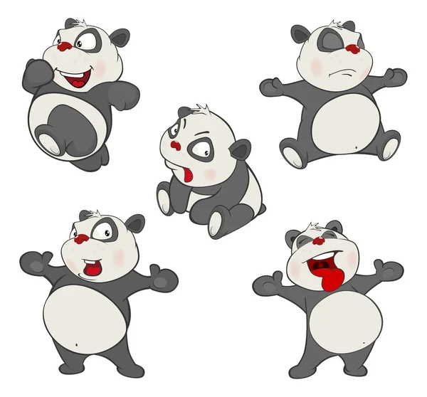 Conjunto de urso de panda engraçado — Vetor de Stock