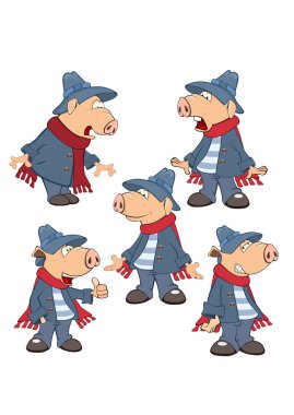 Sevimli domuz karakter kümesi