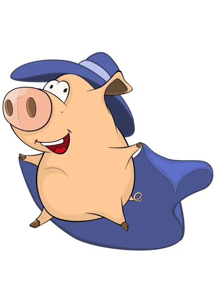 Söt gris i en superhjälte kostym — Stock vektor
