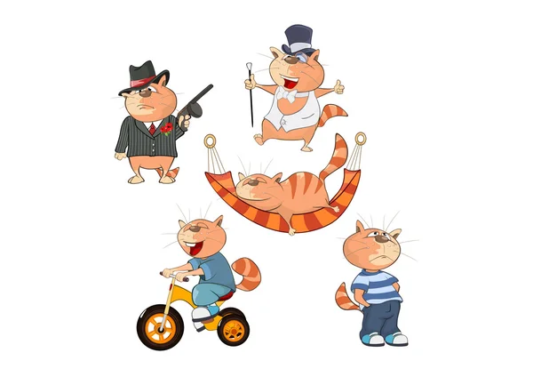 Serie di simpatici gatti dei cartoni animati — Vettoriale Stock
