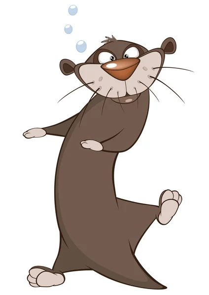 Cute Otter Cartoon Character — Stock Vector