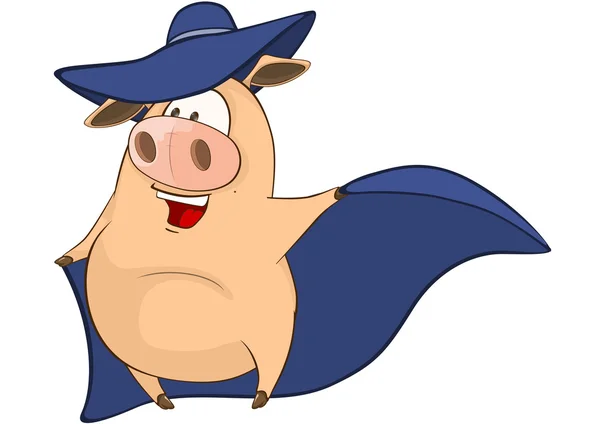 Cochon mignon dans un costume de super héros — Image vectorielle