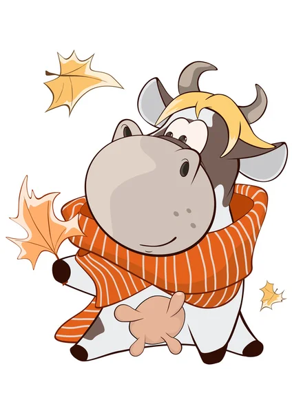 かわいい牛。漫画のキャラクター — ストックベクタ