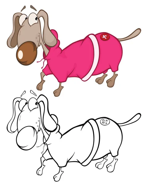 Vector Illustration Cute Cartoon Character Dachshund Coat You Design Computer — Stock Vector