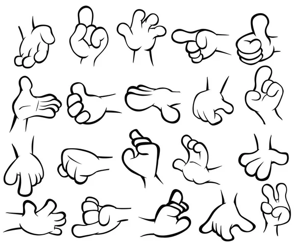 Набор Векторных Карикатурных Иллюстраций Руки Различными Жесты Дизайн Контур — стоковый вектор