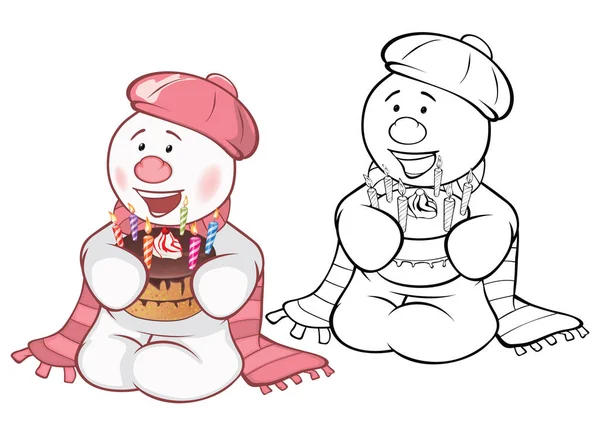 Vector Illustratie Van Een Schattig Stripfiguur Snowman Voor Ontwerp Computer — Stockvector