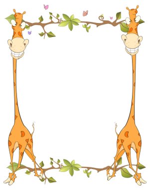 Frame with giraffes clipart