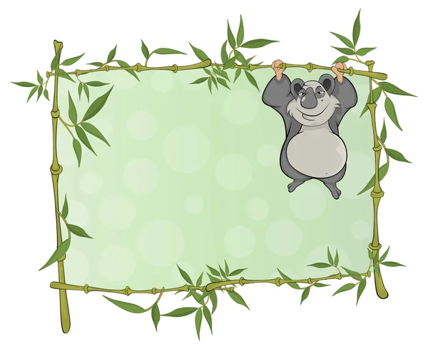 Panda con marco de bambú — Archivo Imágenes Vectoriales