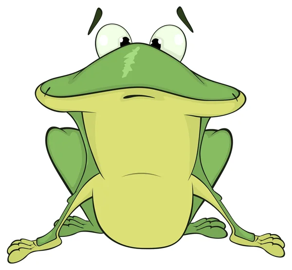 绿色的青蛙クリスタルと時計します。 — 图库矢量图片