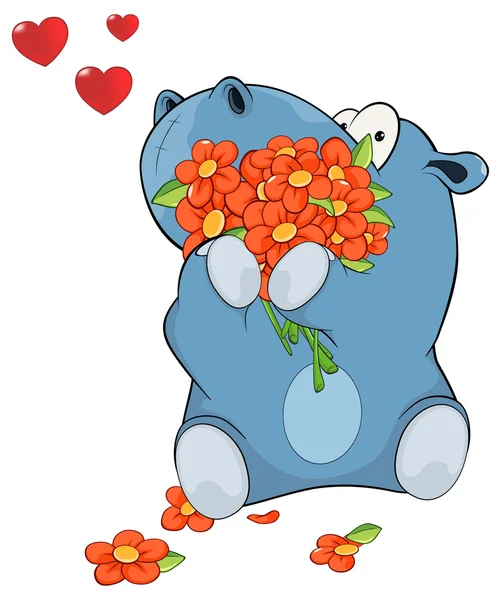 Hippopotame aux fleurs — Image vectorielle
