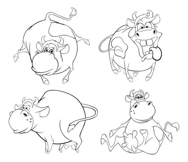 Ensemble de vaches heureuses — Image vectorielle