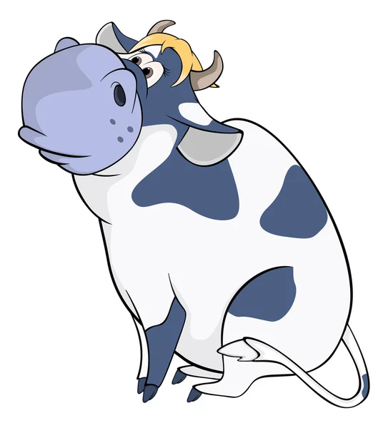 Happy blue cow — Stock Vector