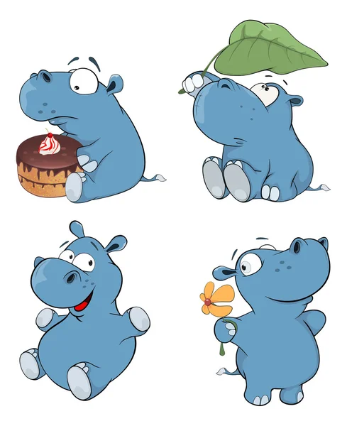 Set of cartoon hippopotamuses — Stock Vector