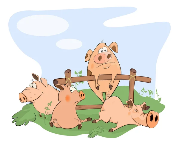 Little cartoon pigs — Stock Vector