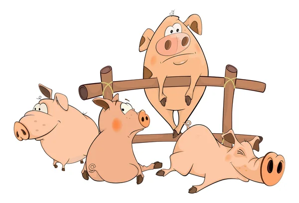 Weinig cartoon varkens — Stockvector