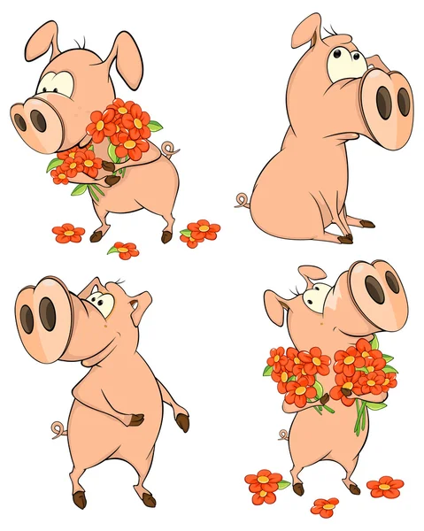 Ensemble de cochons joyeux — Image vectorielle