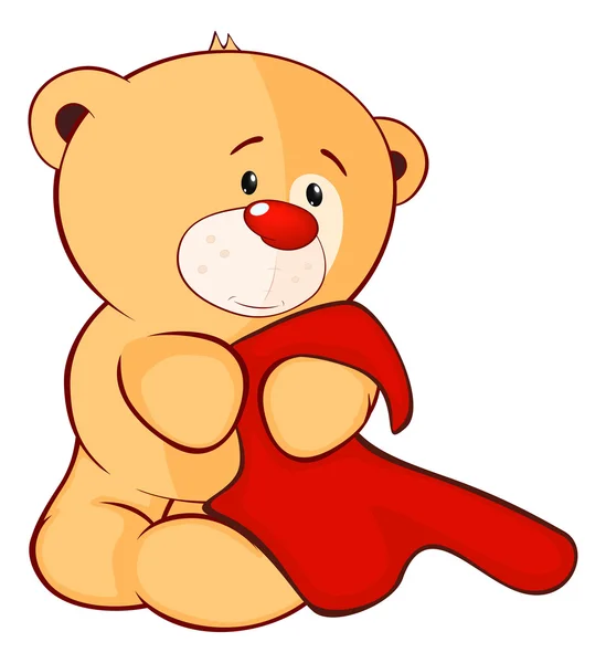 Filhote de urso de brinquedo e um desenho animado de toalha — Vetor de Stock
