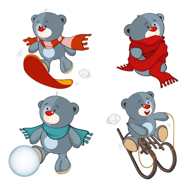 一套毛绒的熊玩具卡通 — 图库矢量图片