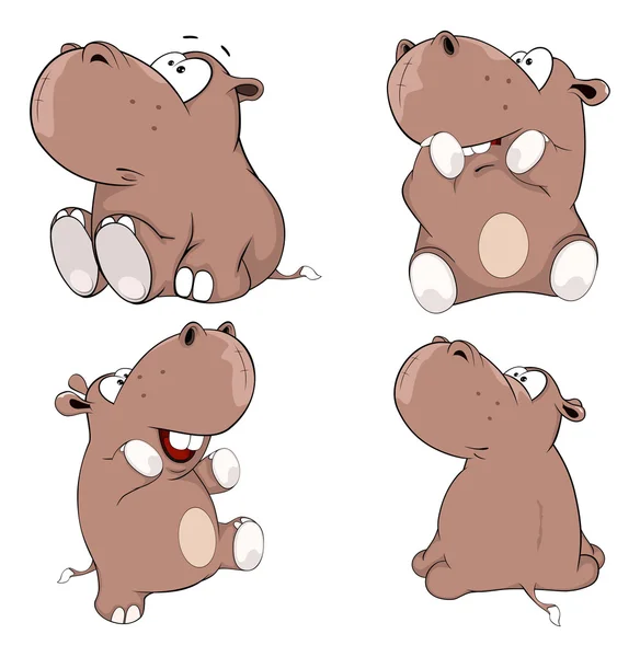 Een set van nijlpaarden cartoon — Stockvector