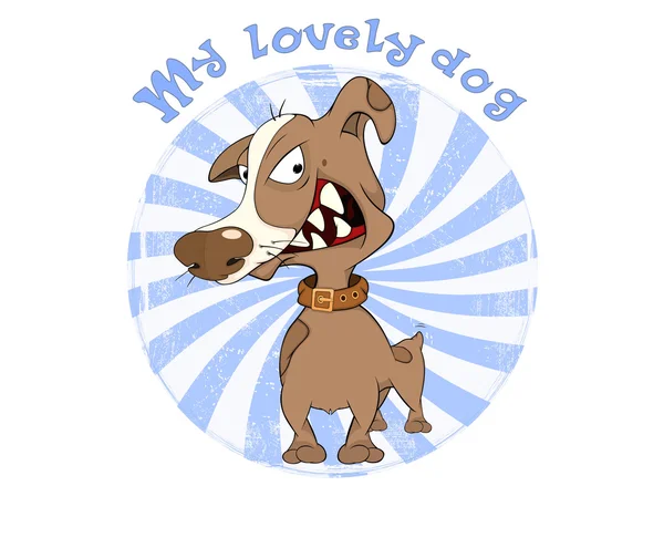 Hunting Dog Badge Cartoon — Stock Vector