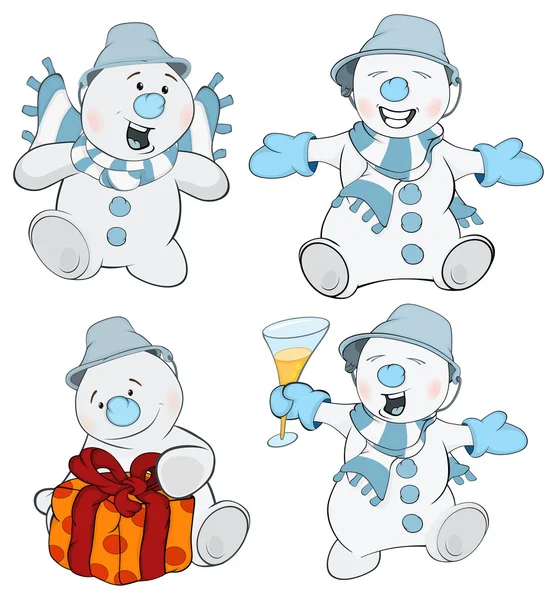 Natal boneco de neve desenhos animados — Vetor de Stock
