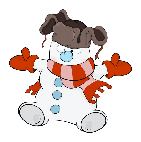 Christmas Snowman. — Stock Vector