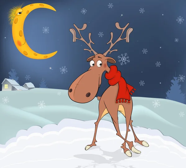 Tarjeta de Navidad con renos — Vector de stock