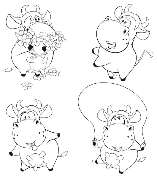 Libro para colorear vacas — Vector de stock