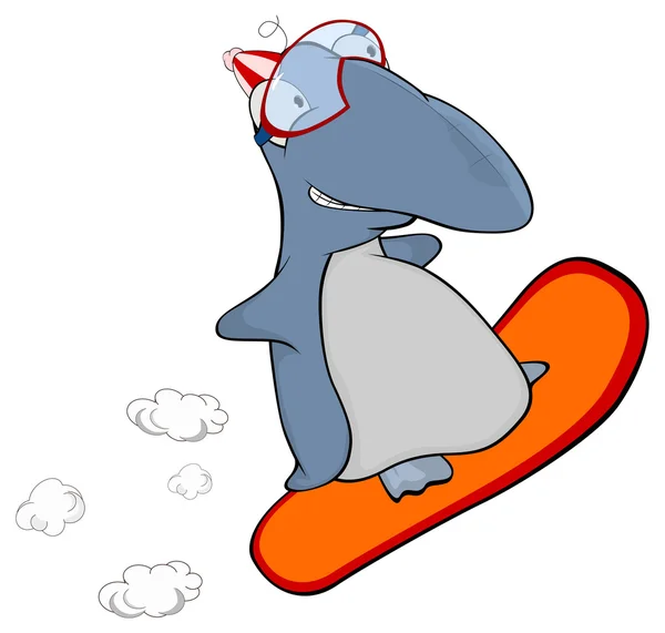 Snowboarden pinguïn cartoon — Stockvector