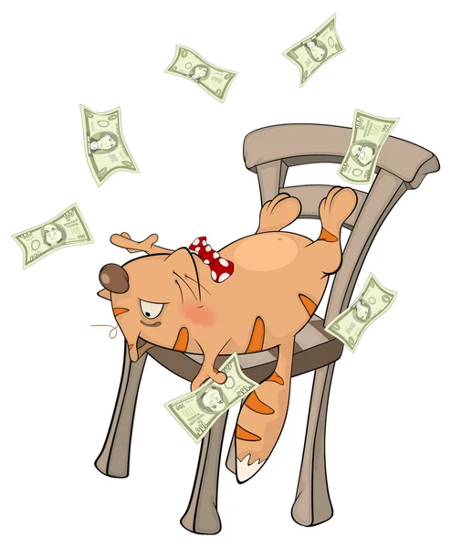 Gato con dinero — Vector de stock